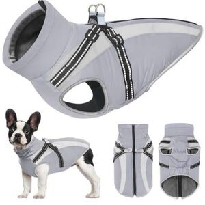 Reflective Light Grey Dog Harness Vest with Dual D-Rings
